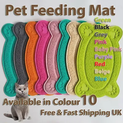 £4.49 • Buy Bone Pet Dog Puppy Cat Feeding Mat Pad Cute PVC Bed Dish Bowl Food Feed
