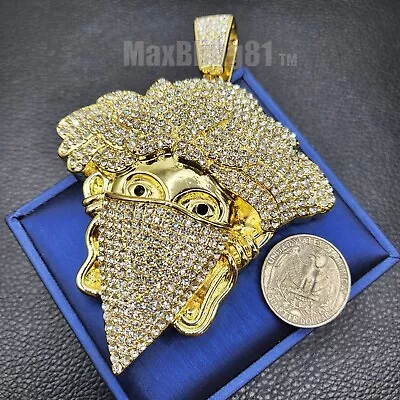 Masked Large Medusa Head Iced Gold Silver Plated Cubic Zirconia Hip Hop Pendant • $13.99