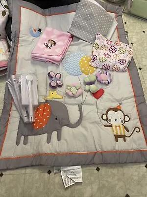 $48 • Buy Heseam Baby Girl Pink/Grey Sweeties Owl 5 Piece Crib Bedding Set New