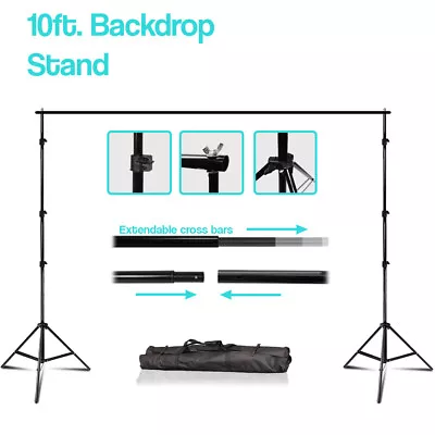 10' Extendable Photography Photo Studio Background Muslin Support System Stand • $38.40