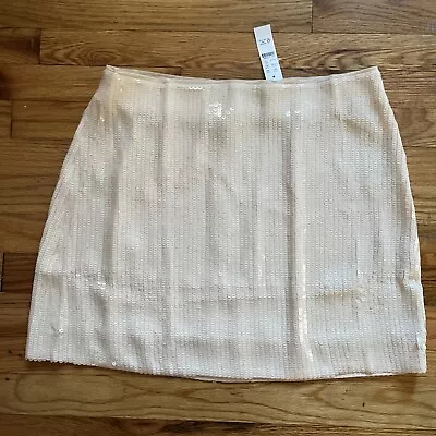 NWT J. Crew Sequin Mini Skirt Buff Clay Size 12 Nude XL Zip Lined BK728 Pink • $49.99