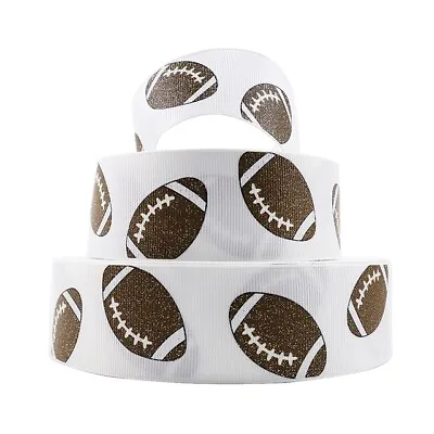 1 Metre Of Rugby Ball Ribbon Size 7/8 Headbands Hair Bows Card Making Crafts • £0.99