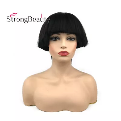 Short Yaki Straight Synthetic Wigs Red Mushroom Head Wig Bowl Haircut Wigs Bob • $22.99