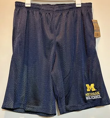 Men's Navy Blue Michigan Wolverine Shorts Size L Drawstring/Elastic Waist • $22.95