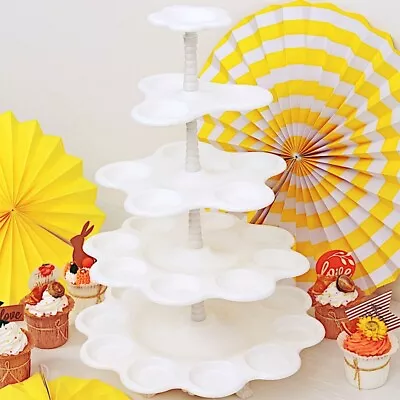 18  White 5 Tier Plastic Scallop Design CUPCAKE HOLDER Party Home Decorations • $20.54