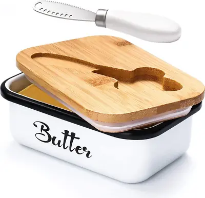 Butter Dish W/ Lid For Countertop AISBUGUR Metal Butter Keeper W/ Stainless Stee • $23.04
