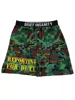 Brief Insanity Mens Green Camo Army Men Reporting For Duty Boxer Shorts • $16.99