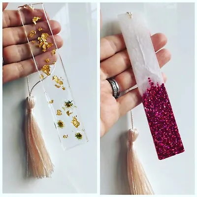 Flower Crystal Glitter Personalised Resin Bookmark.  Any Colours & Designs  • £5