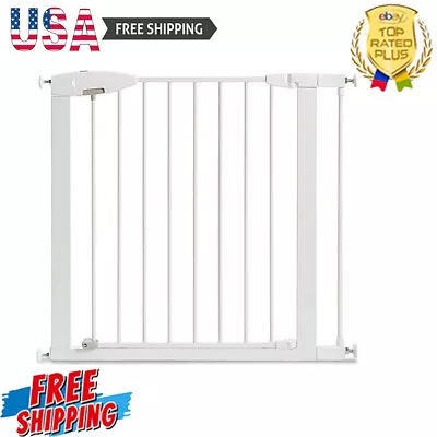 Walk Through Baby Gate W/ Door Easy Close Pressure Mounted Stairs Hallways White • $126.93