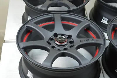 Set Of 4 New DDR ZK15 15x6.5 5x100/114.3 Matt Black Red Ring 15  Wheels Rims • $599