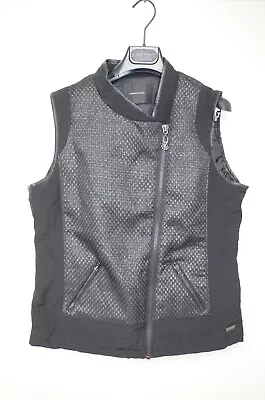 MAISON SCOTCH&SODA Sz M ? VEST WOOL HIGH NECK FULL ZIP BIKER BLACK PATCH SHINY • $36.89