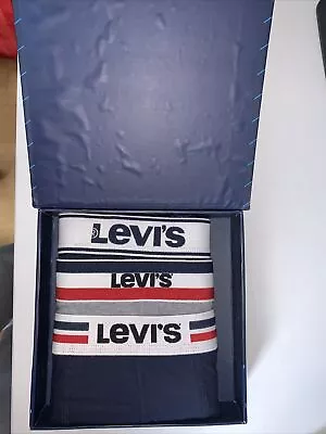 Bnwt Mens Genuine Levi’s Boxer Brief Set. £35 Rrp. 3 Pack. Navy Mid Grey. Small • £17.99