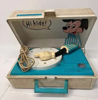 Vintage Mickey Mouse Disney Portable Record Player Turntable For Parts • $11.99