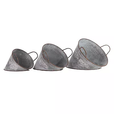 Aged Zinc Half Round Wall Hanging Garden Planter Plant Pot - Galvanised • £13.99