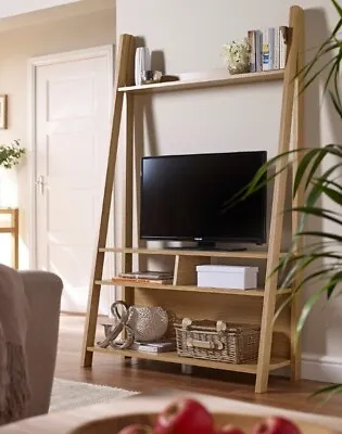 £79.99 • Buy Oak Ladder TV Stand Media Storage Display Shelving Unit Rack Shelf Up To 40  TV