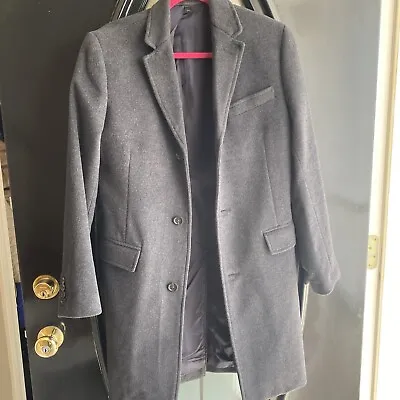 JCrew Ludlow Topcoat Men 36S Charcoal Gray Wool Cashmere Overcoat Jacket Italy • $99.99