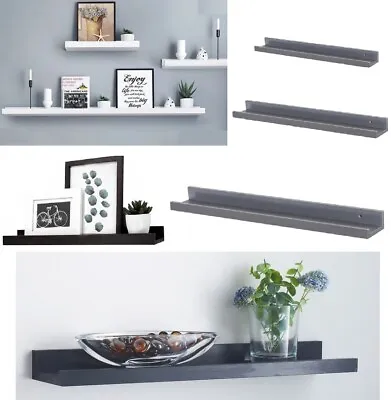 £8.95 • Buy Wooden Floating Shelf Shelves Kit Wall Mounted Display Unit Home Office Bathroom