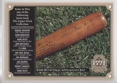 2000 Upper Deck The Collection Sweepstakes Entry Babe Ruth Final Appearance Bat • $3.13