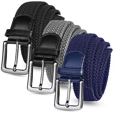 Golf Belts For Men Women 3 Pack Braided Elastic Fabric Stretch Canvas Woven Belt • $26.99