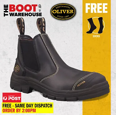 Oliver Work Boots 55320. Black Elastic Sided Water Resistant Steel Toe Safety • $149.95