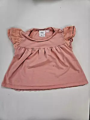 Zara Toddler Girls Pink Lace Trim Ruffled Shirt 3-4 Years 4T • $5.95