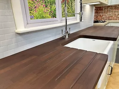 Thermo Ash Solid Wood Worktop 40mm Staves Real Wood Worktops Similar To Wenge • £420