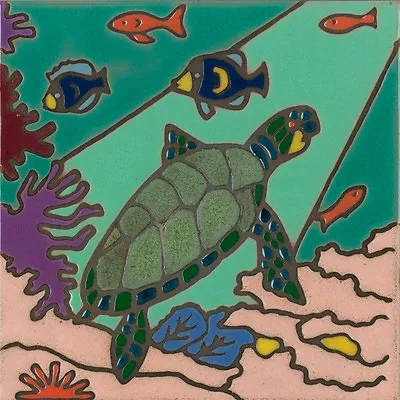 Ceramic Tile Sea Turtle Hotplate Wall Decor Backsplash Installation Mural Mosaic • $46.95