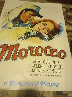 An Older Movie Poster  MOROCCO  Staring Gary Cooper - Marlene Dietrich &Adolfe M • $40