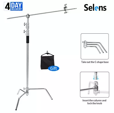 10ft Heavy Duty C Stand Boom Gobo Arm Stainless Steel Light Tripod Grip Heads • $115.99