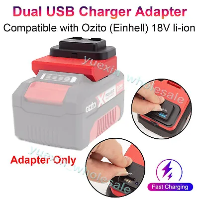 Dual USB Power Cell Phone Charger Adapter For OZITO 18V Lithium Battery Powered • $48.51