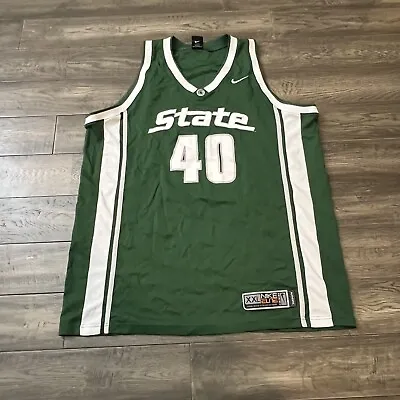 Vintage Nike Elite Team Michigan State Spartans Basketball Jersey #40 Size XXL • $29.99