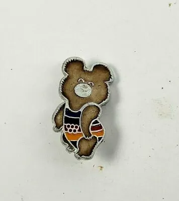 Vintage Rainbow Swimming MISHA BEAR Mockba Olympic Pin Pinback • $7.70