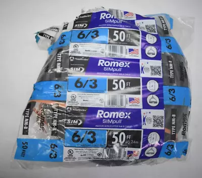 Romex 50 Ft Roll 6/3 AWG Gauge NM-B Indoor Electrical Copper Wire Cable W Ground • $219.99