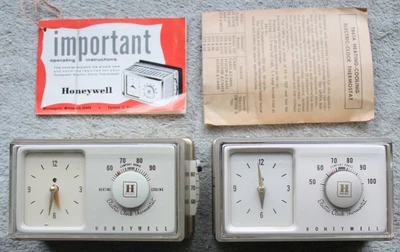 $24.95 • Buy 2 Vintage Honeywell Electric Clock Thermostats: T852A & T861A