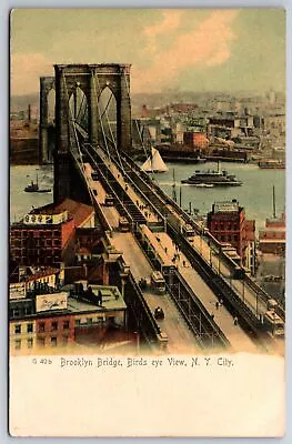 New York City~Brooklyn Bridge Birdseye View~Ships~Hershey Cocoa~c1905 Rotograph • $12