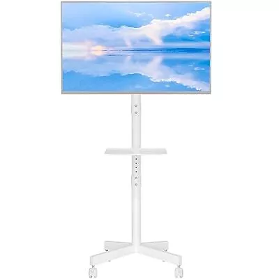 Mobile TV Rolling Cart For 23-60 Inch LED LCD Flat Curved Screens TVs White • $82.21