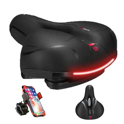 Wide Big Bum Soft Gel Cruiser Bike Saddle Bicycle Seat Air Cushion Pad & Holder • $19.90