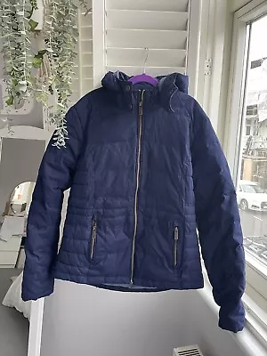 Fat Face Coat Jacket Navy Blue Beatrice Puffer Detachable Hood Size 10/12 • £7.50