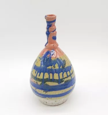 Colorful Mid-Century Modern Studio Art Pottery Weed Bud Vase ~Signed  • $38.71