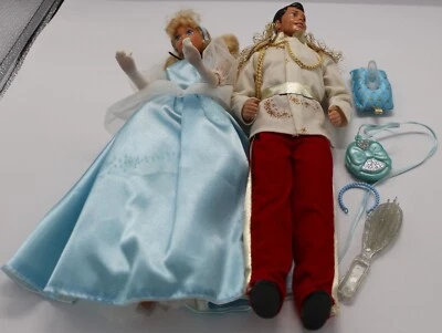 $36.94 • Buy Vtg Mattel Disney Classics Cinderella & Prince Charming Dolls 11  W/ Accessories