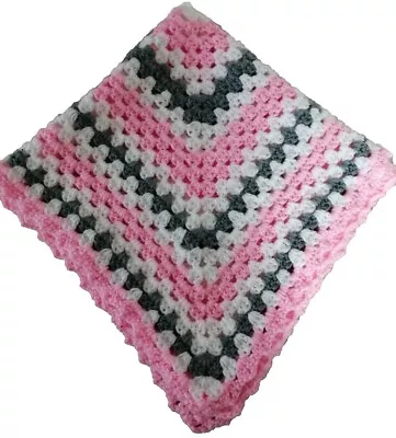 New Hand Crochet Baby Girl Multi Purpose Blanket Pink&WhiteGrey.Free P&P. L@@K! • £19.95