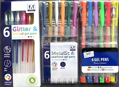 Scented Glitter Gel Pens All Colours & Metallic Gel Pens & Neon Pens - 3 Packs • £6.95