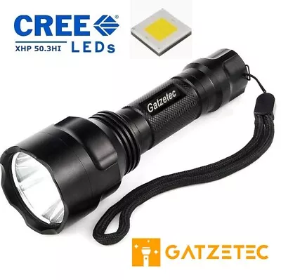 Gatzetec C8 CREE XHP50.3HI LED Flashlight Optional Charger Battery 2024 Bright • £34.34