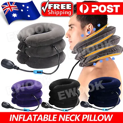 $14.95 • Buy Air Inflatable Neck Pillow Head Cervical Traction Support Stretcher Pain Relief