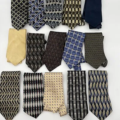 Men's Ties Lot Of 15 All Silk Croft & Barrow Van Heusen Valentino Ruffalo Zylos • $12.25