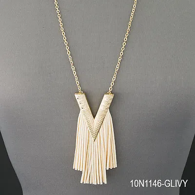 $11.99 • Buy Gold Chain Designer Inspired V Shape Soft Tassel Pendant Necklace