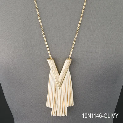 $11.99 • Buy Gold Chain Designer Inspired V Shape Soft Tassel Pendant Necklace