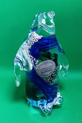 MURANO TECHNIQUE ART GLASS PENGUIN Figurine 6  Cobalt Blue Made In ITALY • $18.67