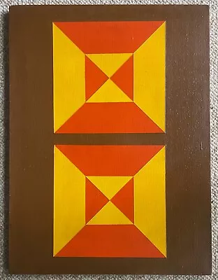 Cool Vintage 1970s Hard Edge Geometric Painting Modern Art Wall Hanging Signed • $325