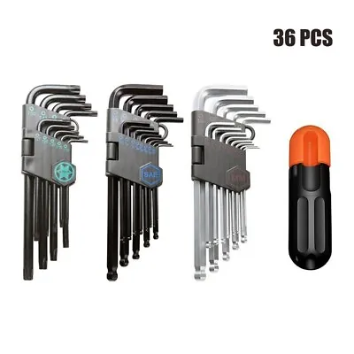 36 PCS Long Arm Ball End Hex Key Allen Wrench Set Inch Metric Star • $16.59